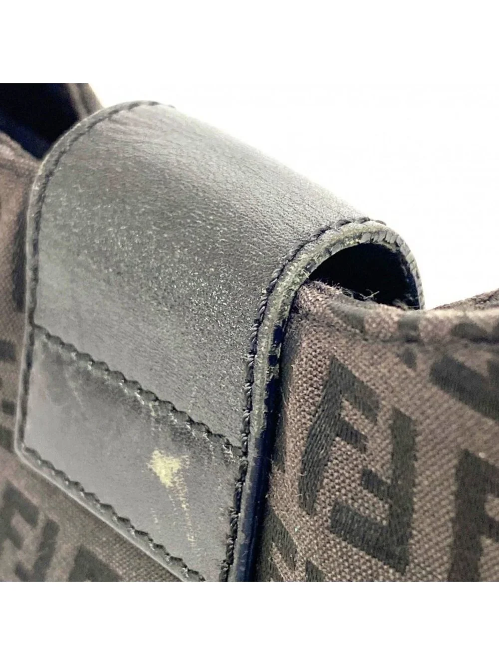 Fendi Handbag Zucchino Nylon Canvas Black Silver
